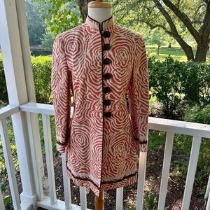 Quadrille Long Button-Front Blazer